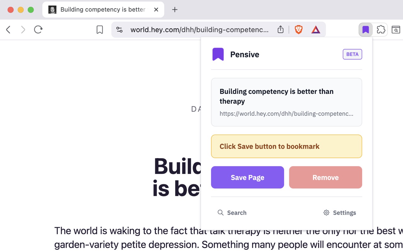 Browser extension seamlessly saving content