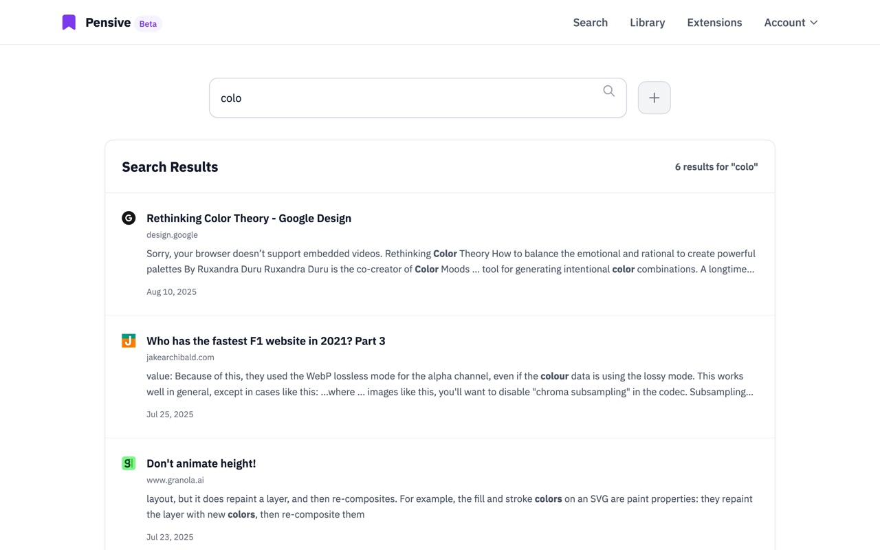 Powerful search through your saved content